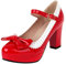 HSyc JRX Damen Damen Plateau High Heels Pumps mit Schleife und Blockabsatz Mary Jane Schuhe 38
