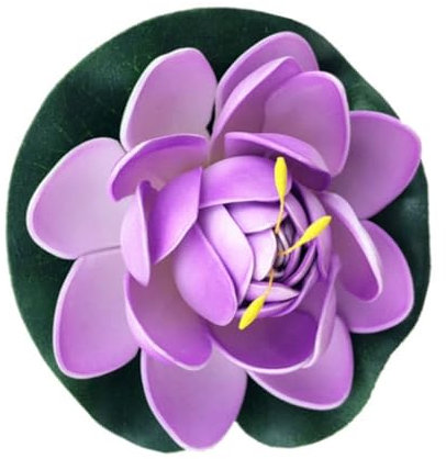 5 Stück Gefälschte Schwimmende Blumen Lotus Seerose Pflanzen, Simulierter Seerosen lotus, Künstliche Blumen, Lebensechte Seerose, Landschaft für Teich, Garten, Dekoration, Mikro (10cm,Lila;)