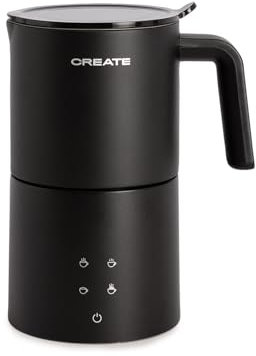 CREATE Milk Froher Studio Pro Elektrischer Milchaufschäumer, schwarz, spülmaschinenfest, Touchscreen, 4 Programme, Sicherheitssituation, 620 ml, Kalt- und Warmanwendung, 450 W