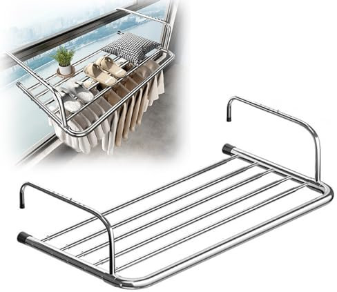 Étendoir à linge mural extensible en acier inoxydable pour balcon/radiateur/mur, pliable et réglable, taille télescopique avec sèche-linge suspendu