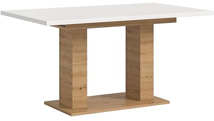 xonox.home Tisch Motion X4AH4T78 Ausziehbarer Esstisch in Artisan Nb. und weiß Nb. mit Doppelsäulen-Fußgestell, ca. 150-190x76x90 cm