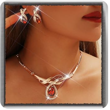 Ushiny Kristall Pedant Choker Halskette und Ohrringe Schmuck Gold Eternal Prom Schmuck Zubehör Sets für Frauen