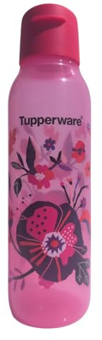 Tupperware to Go Eco 750ml Eco Easy Flip Top Trinkflasche EcoEasy für Kohlensäure geeignet 750 ml (rosa motive Blumen)