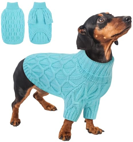 Queenmore Hunde Pullover Kleine Hund, Weich & Dehnbar, Hundepulli für Katzen, Chihuahua, Yorkshire Terrier, Türkis, XS