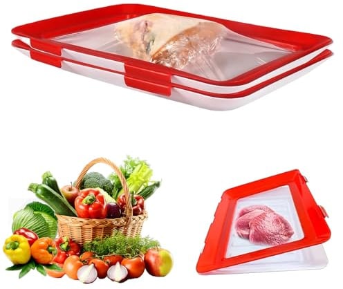 Komergave 2 Stück Aufschnittboxen für Kühlschrank, Wiederverwendbare Frischhaltedosen, Wurst Aufbewahrung Kühlschrank, Rote Aufschnittbox Aufschnittdosen für Schinken, Gemüse, Aufschnitt