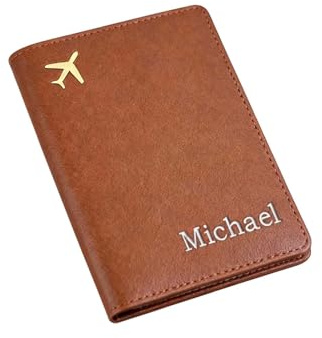 Drawelry Porta Passaporto personalizzato con nome Custodia Passaporto da Viaggio Pelle PU, Custodie per Passaporto (Nome personalizzato piccolo)