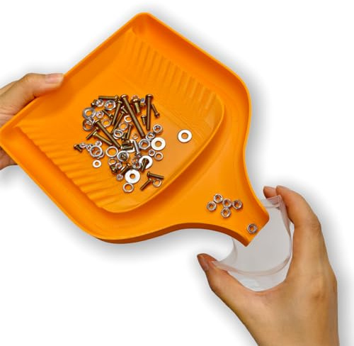 Multi-Purpose Sorting Funnel Tray – Quick Sorting Tray for All Kinds of Small Things,Easy Sorter Funnel Trays for Screws, Bolts, Lego Bricks, Micro SD Cards. (Orange)