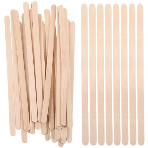 HEALEEP 100pcs Wood Hair Removal Wax Sticks round Edge Multi-purpose Wooden Wax Spatulas for Applying and Convenient Khaki Sticks Set