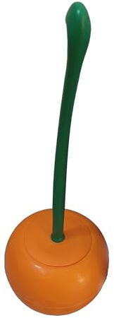 Unique Toilet Brush and Holder Cherry Shape Toilet Brush with Long Handle Plastic Bristle Holder Bathroom WC Cleaning Brush (Orange)