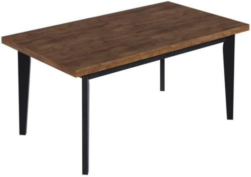 FURNEO | Esstisch Ausziehbarer - Skandinavisches Design - Stabil und Stilvoll - für Küche und Esszimmer – Loft - Schwarze Basis (Lefkas, 90x170x250)