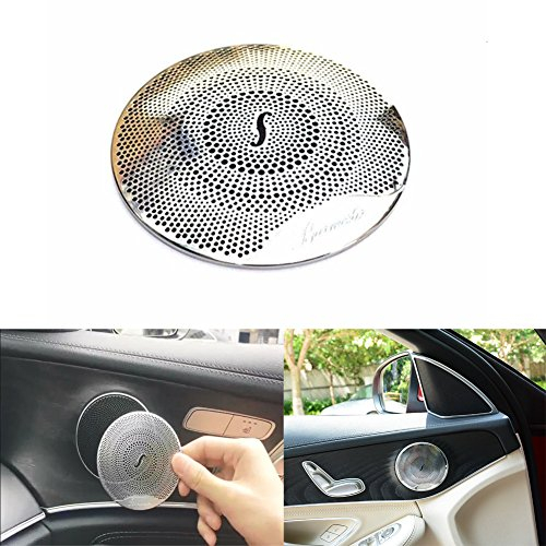 Lanyun Türlautsprecher-Audio-Player-Abdeckung, kompatibel mit Mercedes W205, C-Klasse C250, C300, C350, C400, C63, X205, GLC-Klasse GLC250, GLC300, etc., Silberfarben