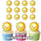 AK Giftshop Essbare Cupcake-Topper/Kuchen-Dekoration mit Smiley-Sonnen, vorgeschnitten, 12 Stück