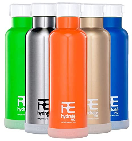 Rehydrate Pro (Rusty 17 oz Kids Insulated Water Double Wall Bottle Stainless Steel Metal Flask Bonus Lids and Straws. Simple Modern Thermal Leak Proof Flask That Keeps Drinks Cold and Hot