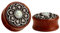KUBOOZ (1 Paar Vintage Holz Opal Center Blume Ohrstöpsel Tunnel Messgeräte Keil Piercings