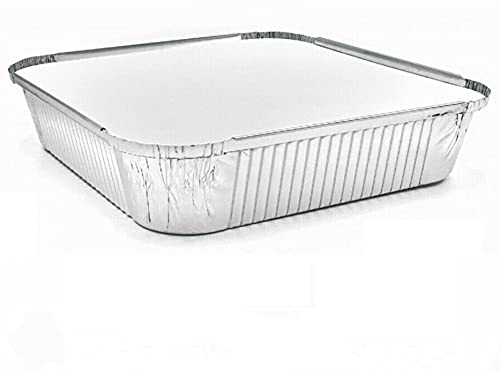Ayn Al Madina Aluminum Foil Food Storage Containers with Lids Pack of 200-9x9x2 (22.86 x 22.86 x 3.81cm), Mini Loaf Pans, Oven Trays - Food Container for Meal Prep, Takeaway, and Airfryer Cooking