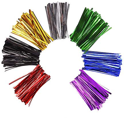 Twist Krawatten,700er Pack Metallic Twist Bindungen Farbige Spiralbinder für Cellophan Party Tasche Süße Zapfen Geburtstag Süßigkeitentasche 7 Farben 10cm