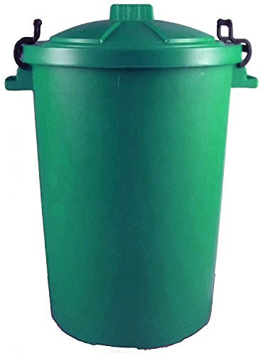 Srendi® Small/Medium/Large Plastic Coloured Bin/Waterfroof/Rodent Proof/Ideal for Outdoor/Animal Feed/Food/Storage/Flour Locking Lid (85L, Green)