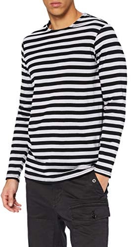 Urban Classics Herren T-Shirt Regular Stripe LS, Langarm T-Shirt mit Querstreifenmuster für Männer, erhältlich, Größen S-5XL