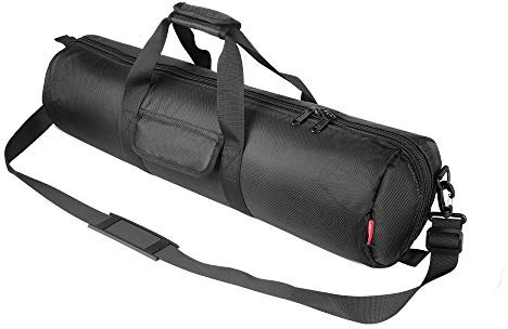 HEMMOTOP Tripod Bag, 25.6x7in Tripod Carrying Case Heavy Duty with Two Zippered Pockets, All Sides 0.4in Thick Padded Light Stand Bag with Shoulder Strap and Handle for Pool Cue, Speaker Stand -R06518