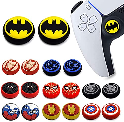 Lot de 2 capuchons de manettes analogiques Dualsense pour manette de jeu sans fil - En silicone antidérapant - Pour PS5/PS4/Xbox One/360/Nintendo Switch Pro (Bat-Man)