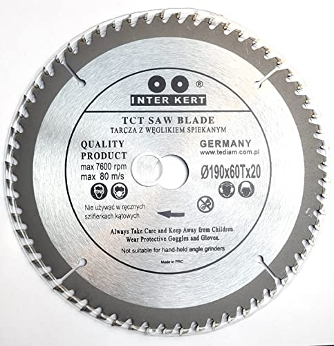Eisenwolf lame de scie 190 x 20 mm, lame de scie circulaire pour bois avec 40 dents TCT inclinées et découpes laser pour réduire le bruit
