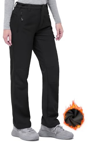33,000ft Outdoorhose Damen Wanderhose Wasserdicht Softshellhose Winter Ski Hosen Warm Gefüttert Arbeitshose Snowboardhose Winddicht Trekkinghose Schwarz 34/29L