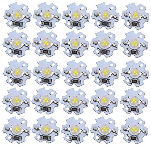 Garosa 25-teilige LED-Lampenperlen 5-V-LED-Chips 200LM 1 W Hochleistungs-SMD-LED-Lampenchip-Glühbirne für Den Austausch von Foodlight- / Spotlight-Lampen Im Heimstudio(Reinweiß 6000-6500K)