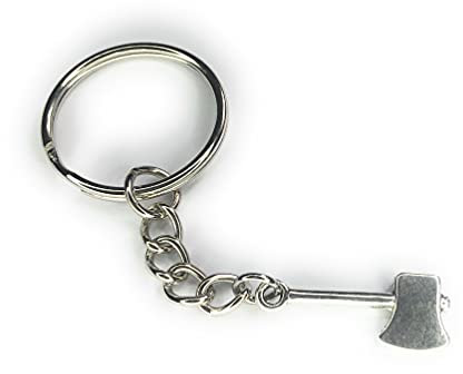 FizzyButton Gifts Axe Keyring Key Ring with Silver Tone Charm and Silver Tone Keychain