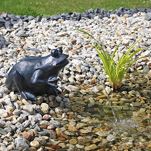CLGarden Frosch Wasserspeier Set NSP9E mit strombetriebener Pumpe Springbrunnen für Gartenteich Wasserspiel Froschbrunnen