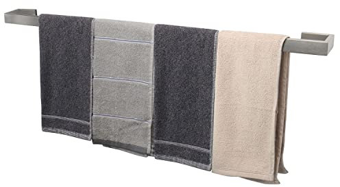 TocTen, Handtuchhalter mit quadratischer Bodenplatte, aus verstärktem Edelstahl SUS304, robuste Handtuchstange zur Wandmontage für das Badezimmer, Badaccessoire, in gebürstetem Nickel, 83,8 cm