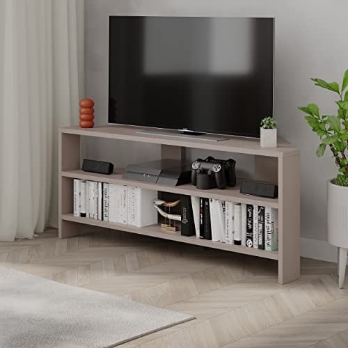 HOCUS PICUS TV-Eckschrank-Möbel | TV-Schränke bis zu 32 Zoll-TVs Tische TV-Kommode Kleiner Wohnzimmerschrank TV-Racks TV-Lowboards Wohnzimmermöbel Moderne TV (Heller Mokka)