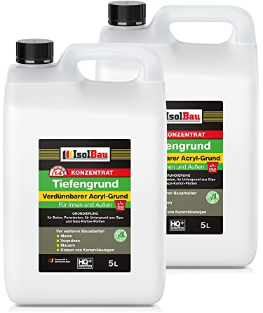 Isolbau 10 L Tiefengrund Konzentrat 1:4 - Verdünnbarer Acryl-Grund, Haftgrund für Innen & Außen - Grundierung für Beton, Putz, Gips uvm