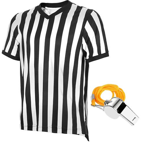 Wangduodu Mens Referee Shirt | Football Referee Shirts with | Women's Referee Costume | Mens Ref Costume Jersey Basketball Soccer Coaches Uniforms Striped Short Sleeve Apparel