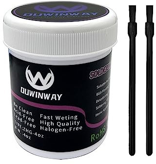 Ouwinway no clean soldering flux paste(6oz/170g),solder flux for Electrical Soldering,For Copper Pipe Brazing, Tin soldering With 2 Brush