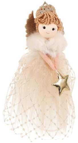 Sewroro Weihnachtsengel-Baumspitze Engel-Baumkronen-Figur Süßer Plüsch-Engel-Puppenanhänger Anhänger Für Weihnachtsbaum Urlaub Party Ornament Golden