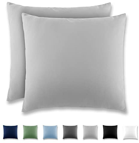 REDKEY Kissenbezug 80x80 cm - 2er Set Kopfkissenbezug - Mikrofaser Kissenhülle für Kissen, Kopfkissenbezüge mit Laschenvershluss, 80 x 80 Pillow Case - Hellgrau