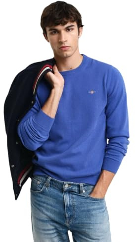GANT Herren Superfine Lambswool C-Neck Pullover, Rich Blue, XXXL