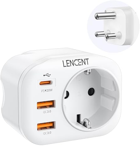 LENCENT Adaptateur de Voyage Europe vers Afrique du Sud, avec 2 Ports USB QC3,0 + 1 USB C PD Voyage vers Afrique du Sud, Namibie, Swaziland, Mozambique et Plus Type M