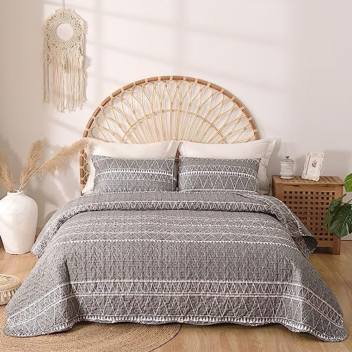 Tokokimo Tagesdecke 220x240 Bettüberwurf Boho - Decke 3 teilig Doppelbett Gesteppt Bettdecke Mikrofaser Couchdecke überwurf - mit 2 Kissenbezug 80x80cm für Schlafzimmer als Sofaüberwurf