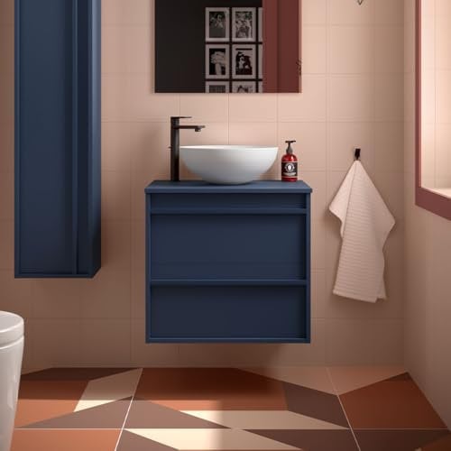 Salgar Mueble baño, Madera, Azul Mate, 60 cm