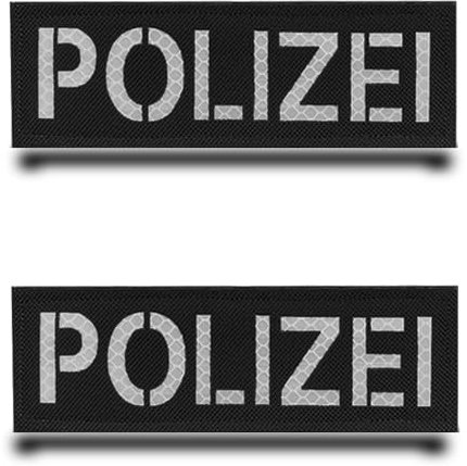 2 StückPolizeiReflektierend Deutschland Polizei Infrarot IR Flagge Patch Gestickt Abzeichen Aufnäher mit Stickerei Taktisch Militär Patch Applikation für Jacke Rucksäcke Kleidung Taschen Weste