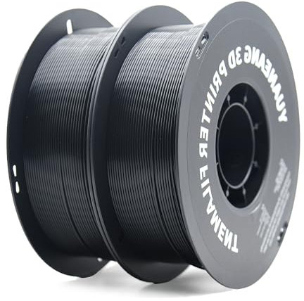 YUANEANG 3D-Drucker-Filament, schwarzes PLA+ Filament-Bundle 2 kg, verbessertes PLA-Plus-Filament mit hoher Zähigkeit, 1,75 mm, 2 Stück 1 kg 3D-Druckspulen, 2 Stück
