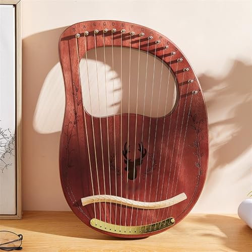 BAMFY Harfe 16, 19, 21, 21, 32 Saiten Professionell Tragbar Mahagoni Korpus Lyre Für Musikalischen Enthusiasten Mit Stimmschlüssel, Plektrum, Ersatzsaiten(16-String Boxed - Coffee)
