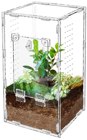 Springspinnengehege, Vogelspinnen-Gehege, großes Acryl-Terrarium, Reptiliengehege, Springspinnen-Zubehör mit Magnettür vorne, Terrarium-Set (groß, 30,5 x 15,2 x 15,2 cm, zusammenbaubar)
