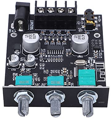 Tomotato Bluetooth Power Amplifier Board Stereo, 50W+50W 2.0 Channel Amplifier Board DC9-24V/3A, Digital HIFI Amplifier Module with Treble and Bass Control