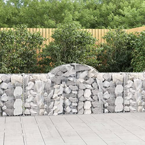Hovothy Gabione mit Hochbogen Drahtkorb Gartenmauer Steinwand Gabionen Zaun für Mauersteine Gabionenkörbe Gabionenwand Gabionenkorb Steinkorb Silber 200x30x100 cm Verzinktes Eisen