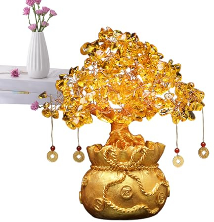 Chinesischer Geldbaum, Kristall-Geldbaum, Citrin-Feng-Shui-Baum, Citrin-Geld-Glücksbaum, Citrin-Glücksbaum, Geld-Glück-Zitrin-Baum, Citrin-Geldbaum, chinesische Kristallmünze, Citrin-Baum |