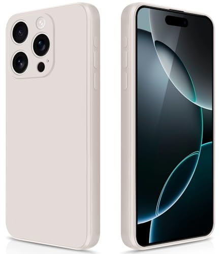GiiYoon Cover per iPhone 16 Pro Custodia in Silicone, Custodia Antiurto Case Sottile in Silicone TPU con Strato Interno in Fibra e Protezione della Fotocamera, Bianco
