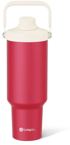 Luxgola 40 oz Insulated Tumbler, Double Wall Vacuum Stainless Steel Cup with Handle and Spout Lid, For Cold/Hot Drinks, Coffee Travel Mug for Car Holder/Home/Office/Party/Camping (Red-1 Pack)