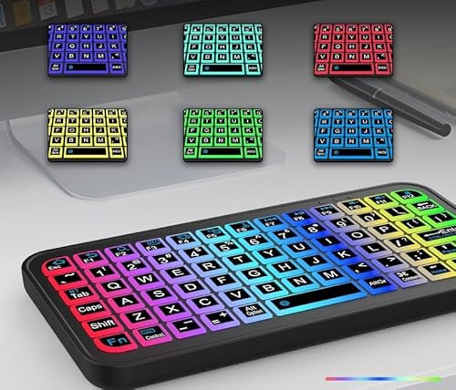 Wireless Bluetooth Keyboard, Universal Ultra Light Slim Portable Backlit 7-Colors Bluetooth Keyboard for Smartphone Tablet and More iOS Android Windows